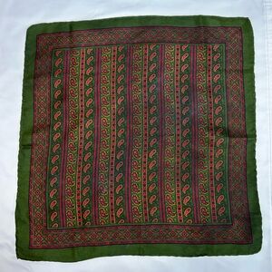 Vintage Green and Pink Silk Paisley Bandana